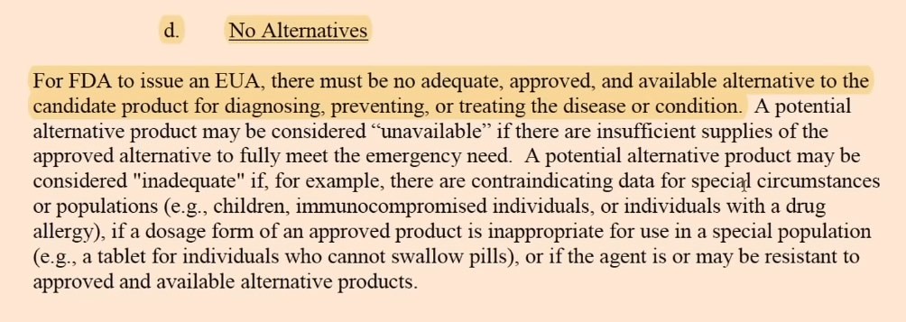 Wyciąg z przepisów FDA amerykańskiej Agencji ds. Żywności i Leków dotyczących zatwierdzenia w sytuacjach awaryjnych.