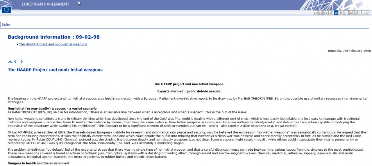 The HAARP project and non-lethal weapons.